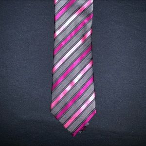 GEOFFREY BEENE EXTRA LONG NECKTIE GRAY AND PINK